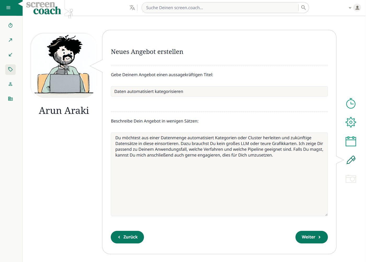 Angebot erstellen Beschreibung
